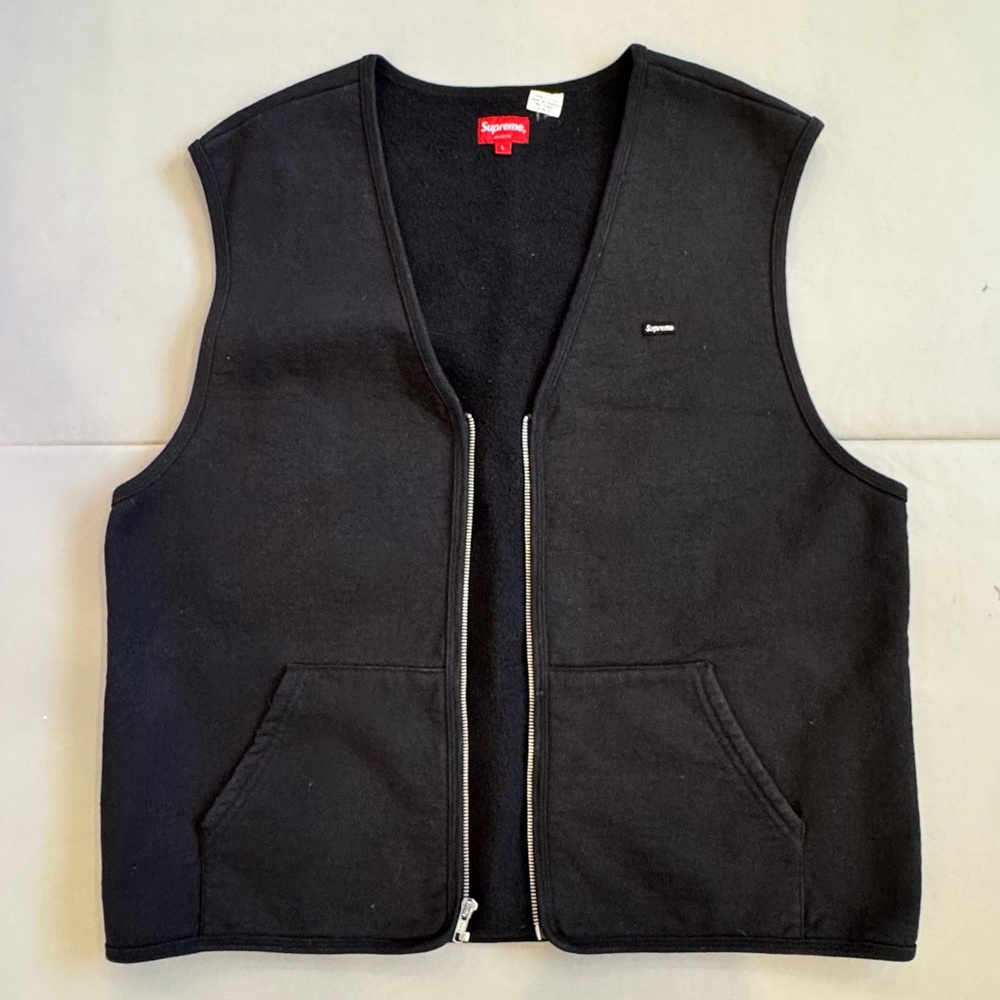 Supreme Zip Up Sweat Vest in Black
